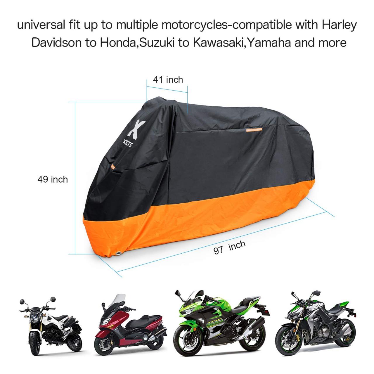 Buy XYZCTEM Motorcycle Cover-All Season Waterproof Outdoor Protection – Fit  up to 116 inch Tour Bikes, Choppers and Cruisers(XXXL,Black& Sliver) Online  in Hong Kong. B01L3PVVOO
