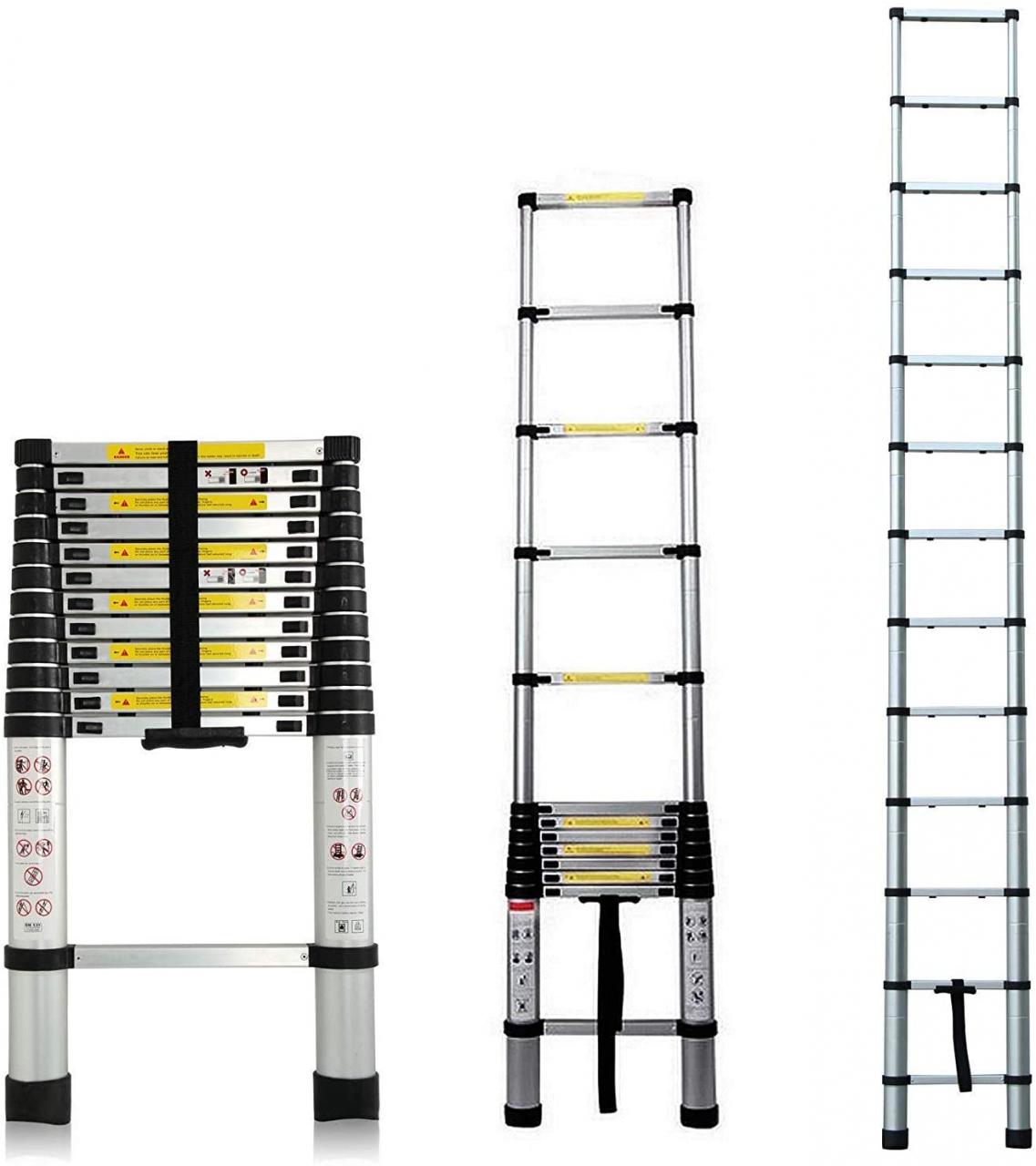 Buy Vlio 3.8M 12.5 Feet Telescopic Ladder DIY Aluminum Alloy Folding  Extendable Extension Ladder for Home Office Loft Use Online in Taiwan.  B076CHD361