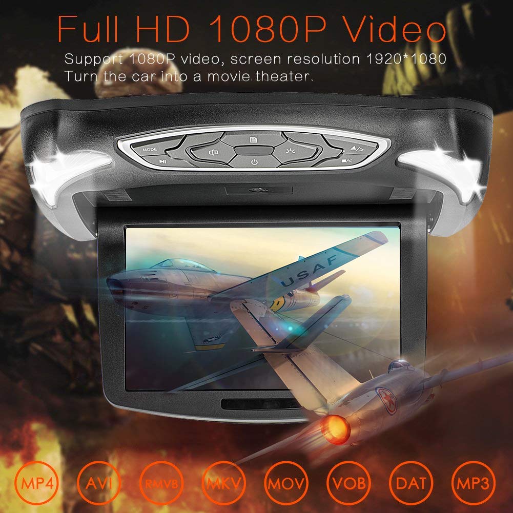 CarThree 10.1Inch Flip Down Monitor 1080P HD TFT LCD Roof Mount DVD Players Ultra  Thin Overhead DVD Player for Car HDMI SD MP3 MP4 LED CL101RD: Buy Online at  Best Price in