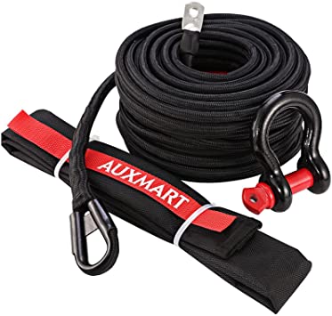 Buy AUXMART Synthetic Winch Rope with D-Ring Shackle, 3/8 x 95ft 20500lbs Winch  Line Cable with Protective Sleeve and Hook for ATV UTV SUV Truck Boat  Ramsey Jeep, Winch Rope Extension Online