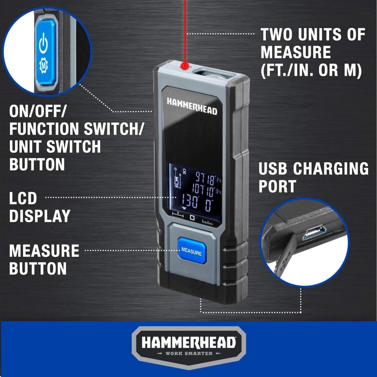 Buy Hammerhead Rechargeable Compact 130ft Laser Measuring Tool - HLMT130  Online in Vietnam. B0719CZ6RM