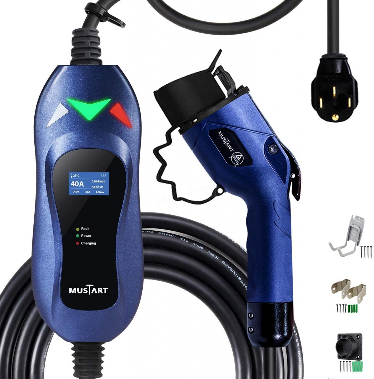 Buy MUSTART Level 2 Portable EV Charger (240 Volt, 25ft Cable, 40 Amp), Electric  Vehicle Charger Plug-in EV Charging Station with NEMA 14-50P （Update  Version Online in Hong Kong. B07H58ZD7S