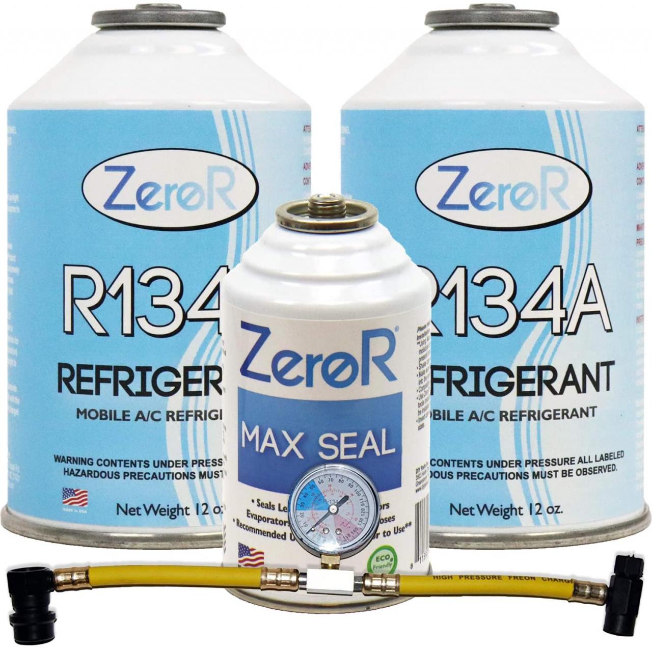Buy ZeroR Genuine R134a_ Refrigerant_ Quick Seal and AC Recharge Kit, Made  in USA - (4 Items) Online in Indonesia. B08H5W3PVW