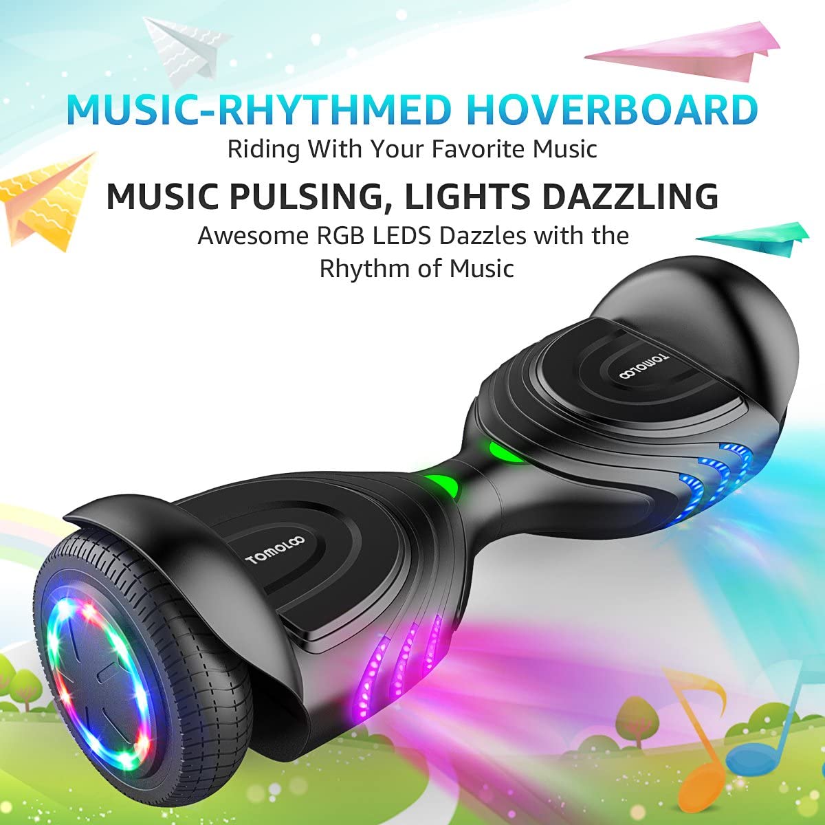 Buy TOMOLOO Music-Rhythmed Hover Board for Kids and Adult Two-Wheel  Self-Balancing Scooter- UL2272 Certificated with Music Speaker- Colorful  RGB LED Light Online in Vietnam. B078JVPSP1