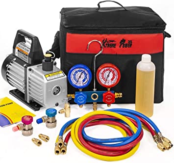 XtremepowerUS 3CFM 1/4HP Air Vacuum Pump HVAC A/C Refrigeration Kit AC  Manifold Gauge Set : Amazon.co.uk: Automotive