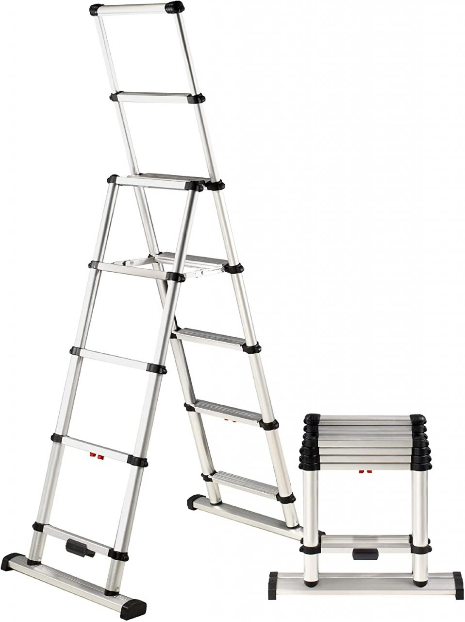 Buy Telesteps 10ES The World's Only Fully Automatic Telescoping Ladders,  with Patented One-Touch Release, OSHA Compliant 6 ft, Wide Pro Step,  Telescoping A-frame stepladder, with 2 extra safety leaning rungs, Up to