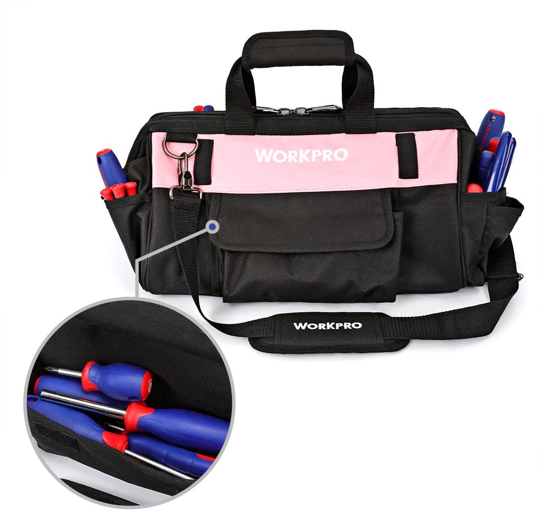 Buy WORKPRO 16-inch Tool Bag - Pink Lady Tool Organizer, Wide Mouth Open  Tote, Multiple Pockets with Adjustable Shoulder Strap Online in Hong Kong.  B0757FKG8K