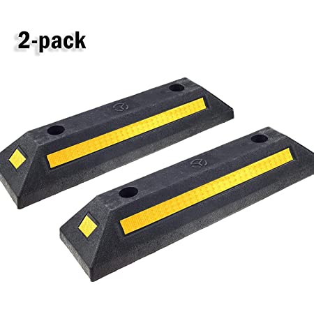 2 Pack Professional Grade Heavy Duty Rubber Parking Guide Car Garage Wheel  Stop Stoppers with Yellow Reflective Stripes,for Car,Truck, RV, Trailer,  and Garage- Buy Online in Barbados at Desertcart - 103639103.