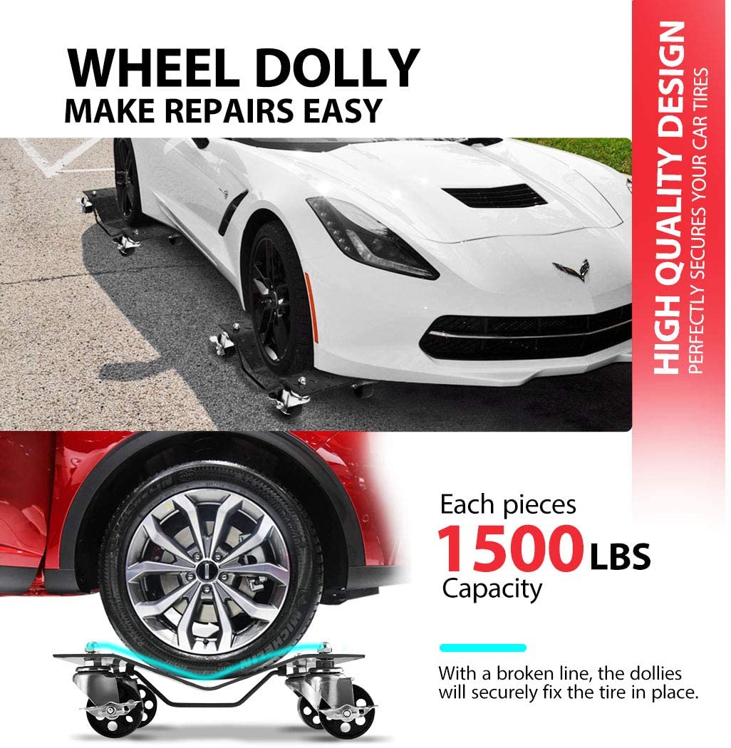 Buy VIVOHOME Heavy Duty 4 Tire Wheel Dolly Car Stakes 6000lbs Capacity  Black Online in Vietnam. B07ZQDRFTZ
