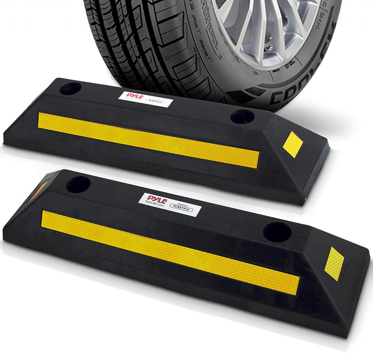 Buy Garage Floor Stops for Vehicles - 2PC Heavy Duty Rubber Vehicle Parking  Lot Target Stoppers, Truck Curb Tire Wheel Guide Blocks, Car Park Aid  Assist Bumpers/Stopper for Driveway Stop - Pyle