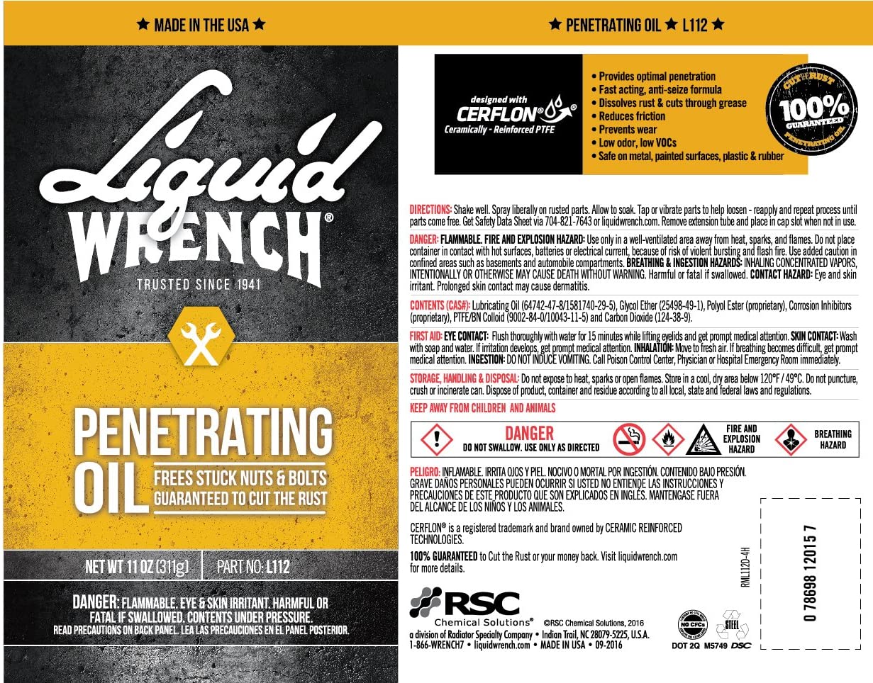 Buy Liquid Wrench Gunk L112/6 Super Penetrant Spray - 11 oz, Gray Online in  Taiwan. B000ZZWNYG