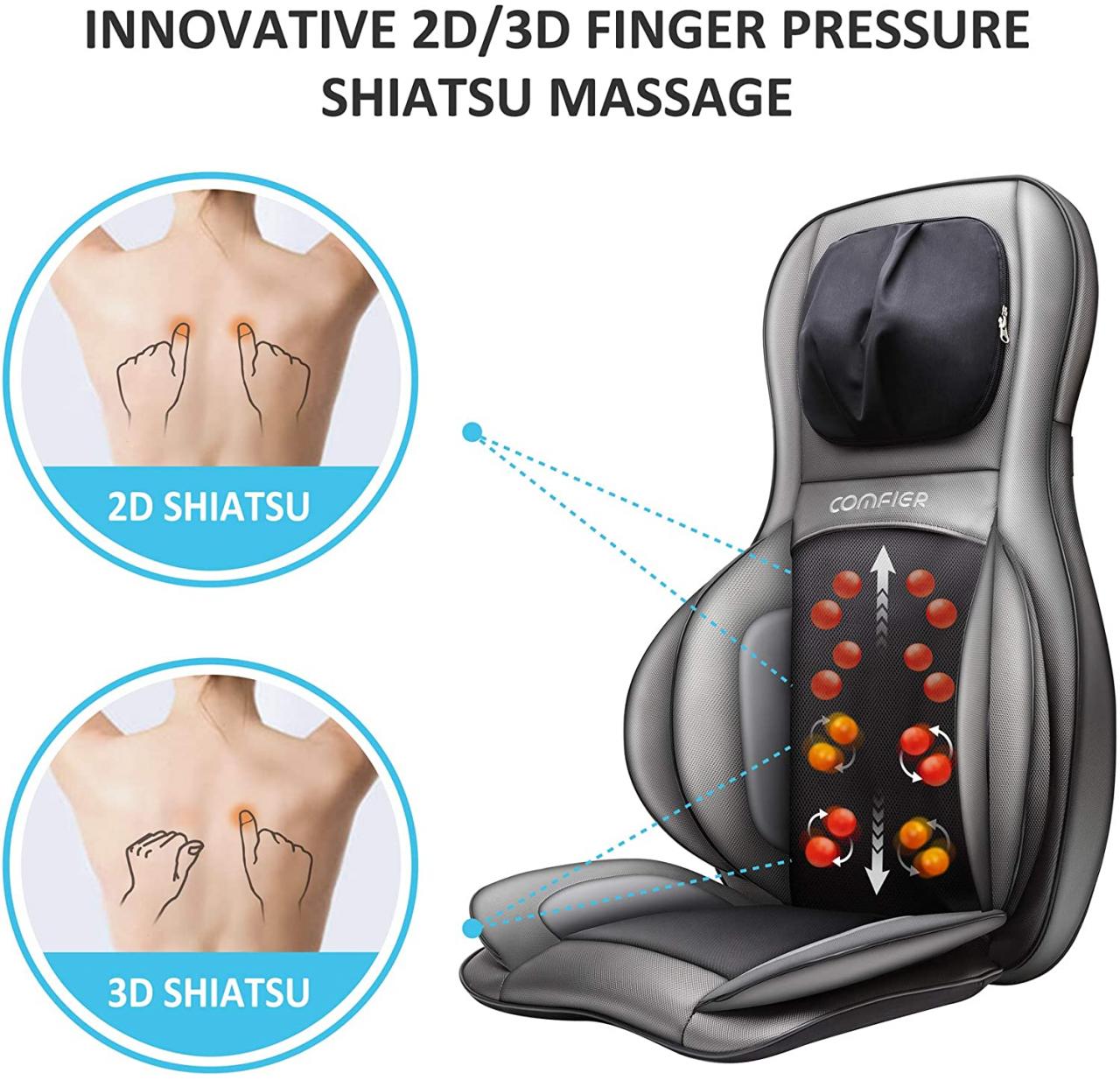 Buy Comfier Shiatsu Neck & Back Massager – 2D/3D Kneading Full Back Massager  with Heat & Adjustable Compression, Massage Chair Pad for Shoulder Neck and  Back Waist Hips,Full Body Online in Vietnam.