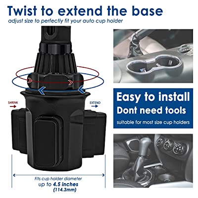 Buy Cup Holder Tablet Mount, 2 in 1 Tablet and Cellphone Car Mount Holder  Adjustable Swing Cradle with Extended Cup Phone Holder for Car Compatible  with iPad iPhone 12 11 Pro Max