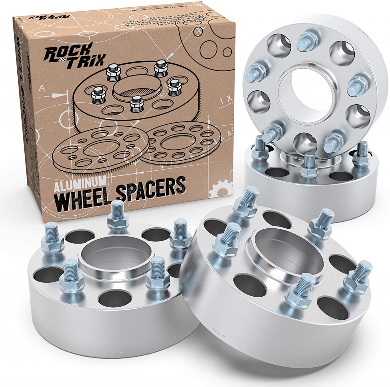 Buy RockTrix 2 inch Hubcentric 5x5 to 5x5 Wheel Spacers (71.5mm Bore,  1/2x20 Studs) Compatible with Jeep 99-10 Grand Cherokee WJ WK, 07-18  Wrangler JK JKU, 06-10 Commander XK - Silver 50mm
