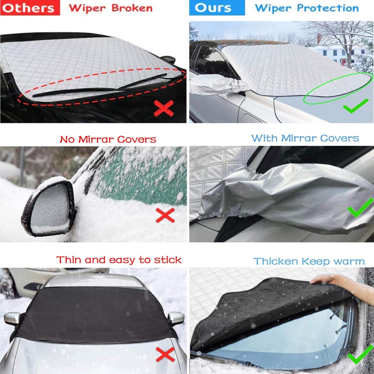 Universal 2 Pack Car Mirror Cover No More Scraping Covers Wipers Ice Apex  Automotive Side Mirror