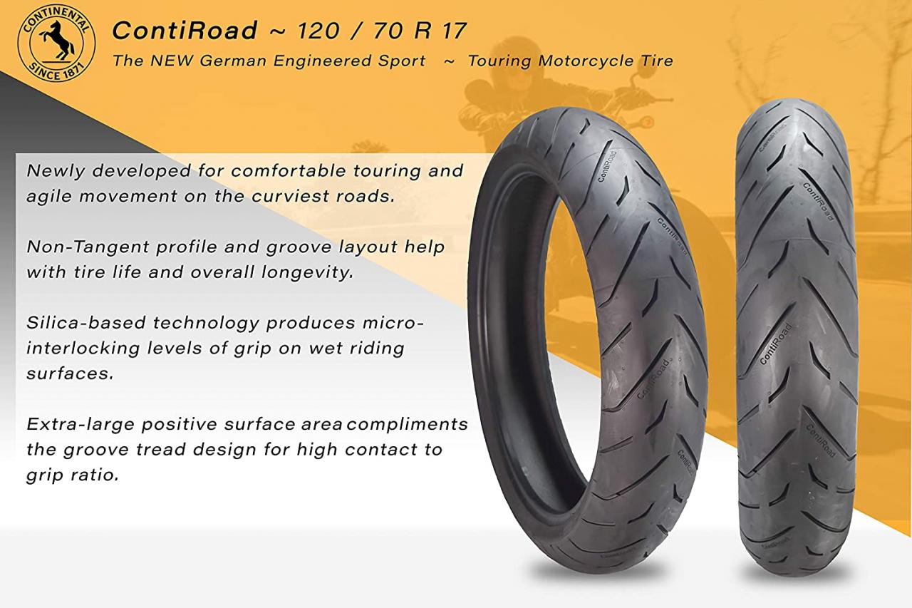 Buy Continental ContiRoad Radial Motorcycle Sport Bike Tire Conti Road  (120/70R17 Front, 190/50R17 Rear Combo Pack) Online in Hong Kong. B08XLPMM8J
