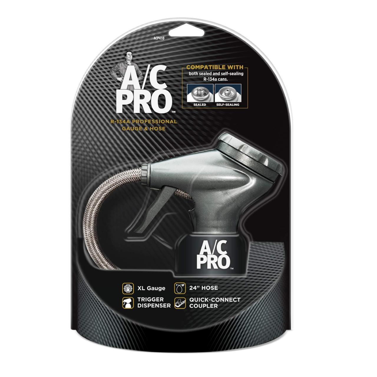 Interdynamics AC Pro Car Air Conditioner R134A Refrigerant, AC Recharge Kit  Includes Gas, Gauge and Hose, 20 Oz, ACP200-6