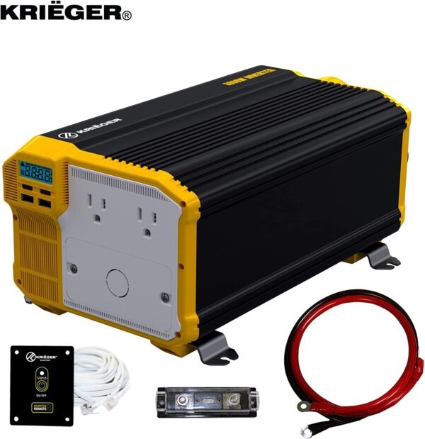 K KRIËGER Krieger 1500 Watts Power Inverter 12V to 230V, Modified Sine Wave  Car Inverter, Dual 230 Volts UK/British AC Outlets, DC to AC Converter with  Installation Kit Included - SGS CE