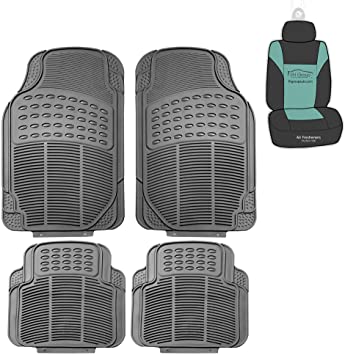 Interior Accessories FH Group FH-F11305+F16400 Full Set Black All Weather  Heavy Duty Auto Floor Mat and Black Trunk Cargo Liner Floor Mats