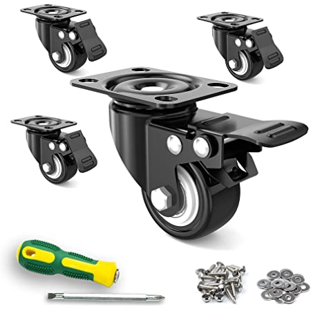 2 with Brakes& 2 without bayite 4 Pack 3 Heavy Duty Caster Wheels  Polyurethane PU Swivel Casters with 360 Degree Top Plate 500lb Total  Capacity for Set of 4 Red Plate Casters Hardware knservis.cz