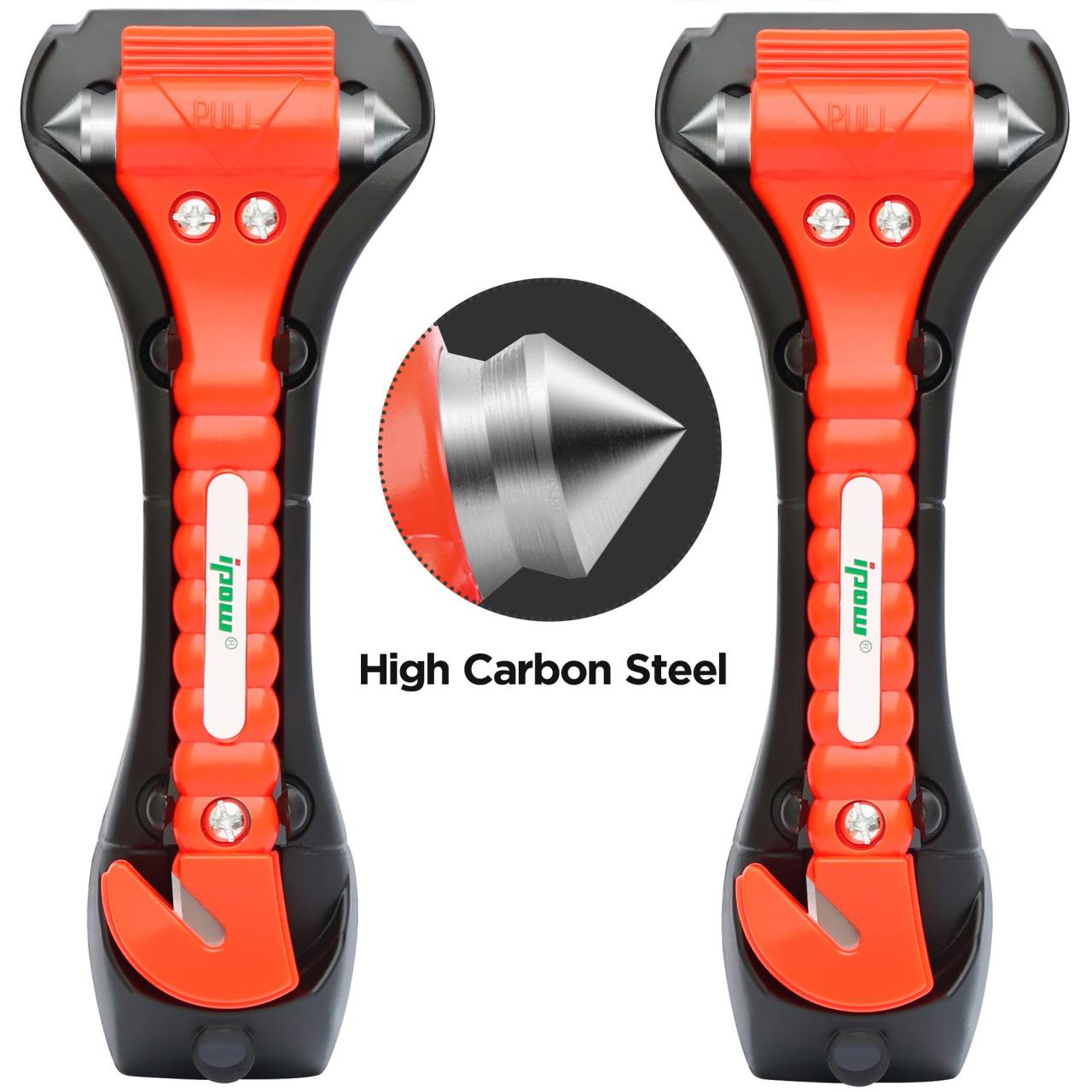 2 PCS High Carbon Steel Hard IPOW Car Safety Hammer Escape Tool With  Antiskid Seatbelt Cutter, Life-Saving Emergency Glass/Window Punch Breaker  Auto Rescue Disaster Hammer- Buy Online in Angola at angola.desertcart.com.  ProductId :