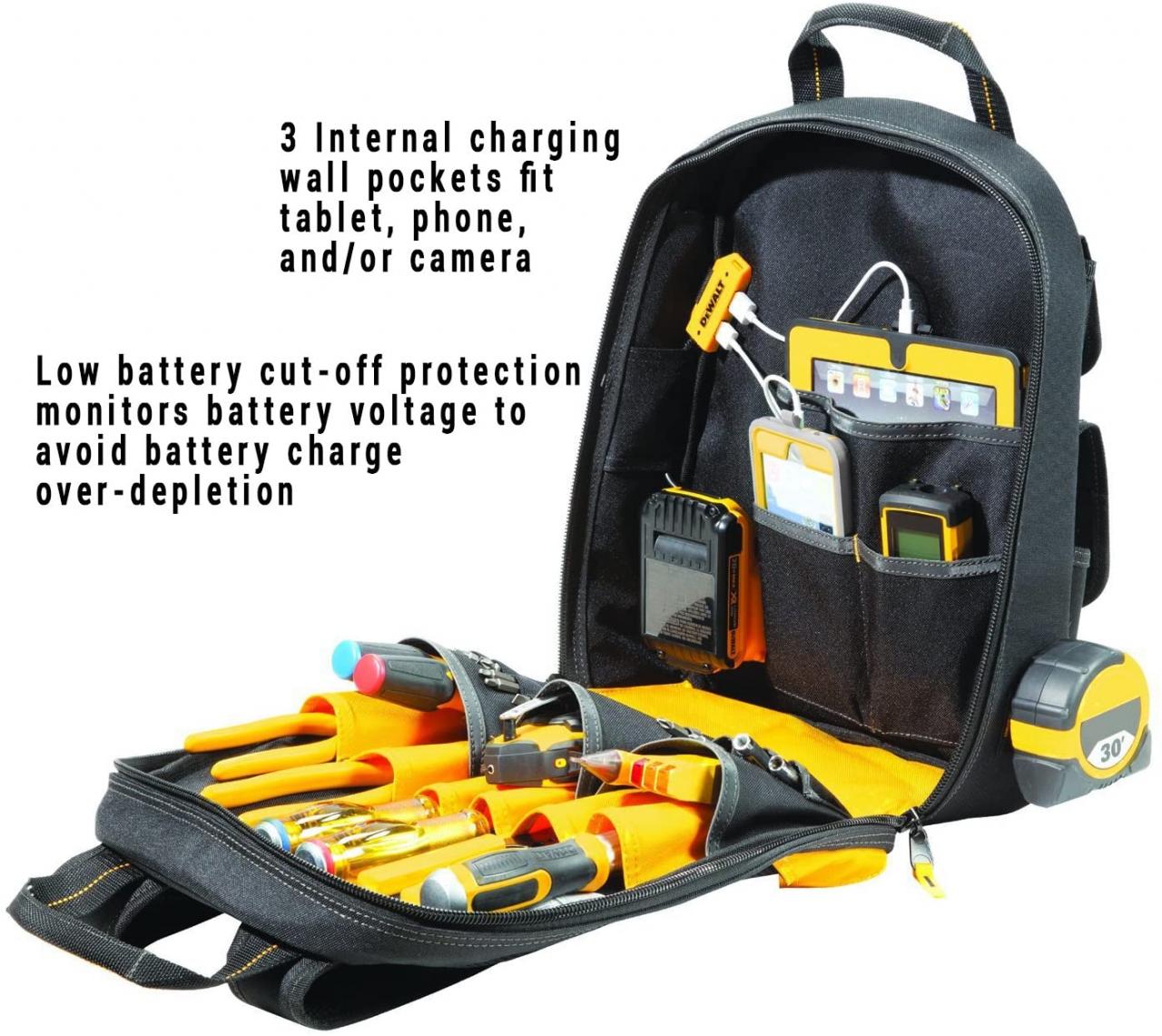 Buy Custom Leathercraft DEWALT DGC530 USB Charging Tool Backpack,  Black/Yellow Online in Indonesia. B01HV1AJ2O