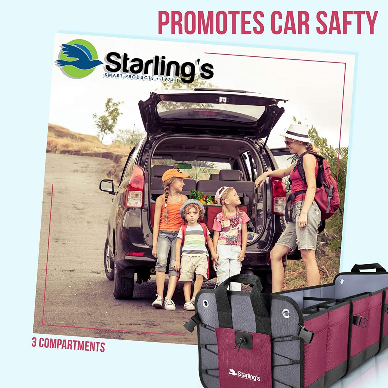 Buy Starling's Car Trunk Organizer - Durable Storage SUV Cargo Organizer  Adjustable (Bordeaux, 3 Compartments) Online in Hong Kong. B07RTWFWZP