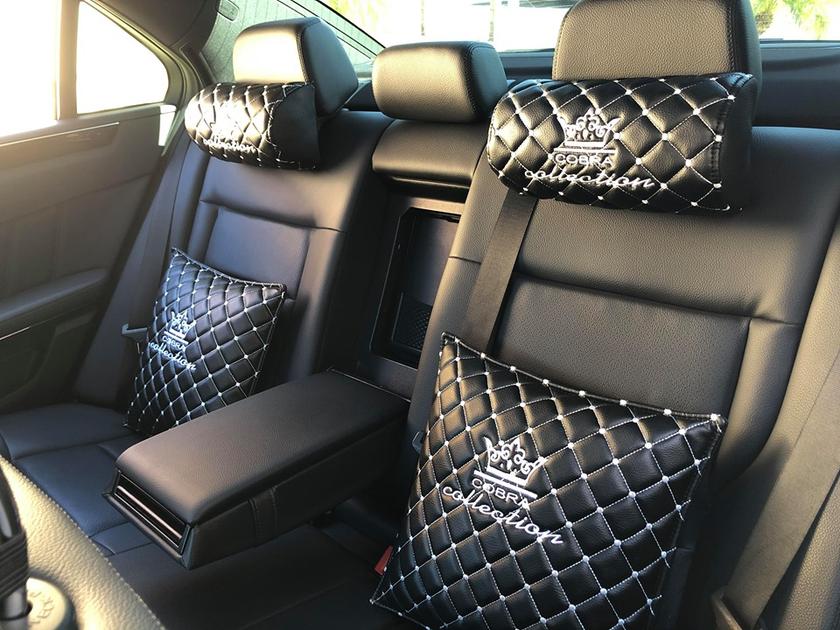 VIP Black & White Diamond Car Pillows Interior Set