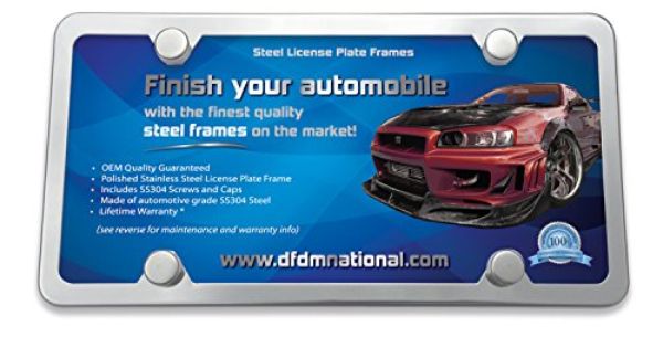 Amazon.com: DFDM - Automotive Stainless Steel License Plate Frame Including  Screws, Security Caps and … | License plate frames, Plate frames, Stainless  steel screws