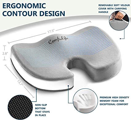 Buy ComfiLife Premium Comfort Seat Cushion - Non-Slip Orthopedic 100%  Memory Foam Coccyx Cushion for Tailbone Pain - Cushion for Office Chair Car  Seat - Back Pain & Sciatica Relief Online in