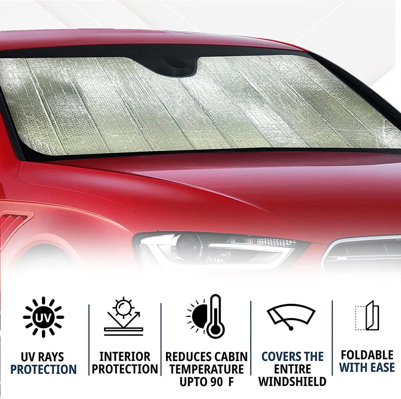 Buy EcoNour Accordion Foldable Windshield Sunshade for Car | Blocks Harmful  UV Rays | Foldable Windshield Sunshade Keeps Your Car Cool | Sun Glare  Protection | Car Accessories for Heat | Small (
