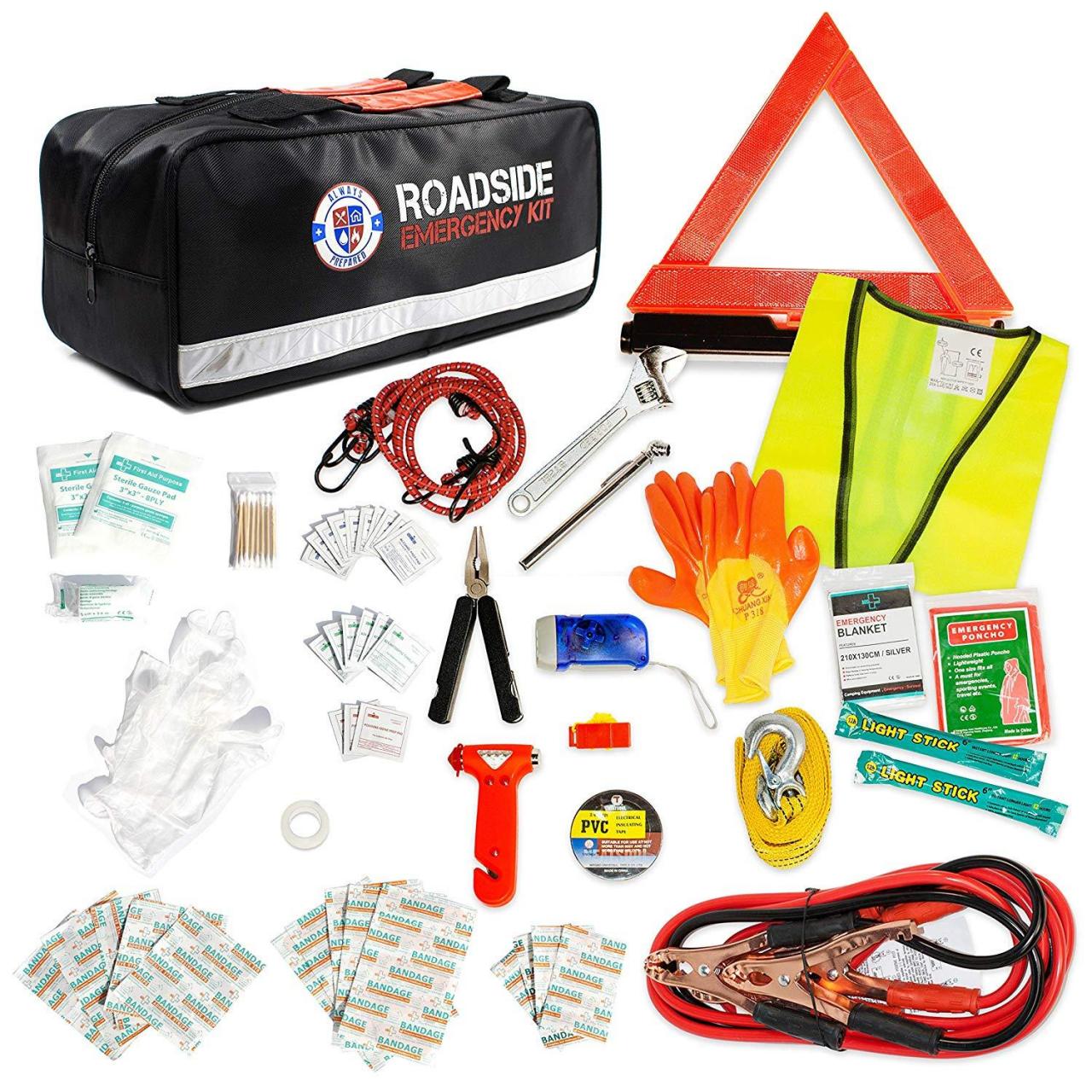 125 Piece Safety Roadside Assistance Kit – Premium Car Emergency Kit with  Jumper Cables – Roadside Assistance Auto Emergency Kit – Exclusive Car Kits  Emergency – Gifts For New Car – Always Prepared