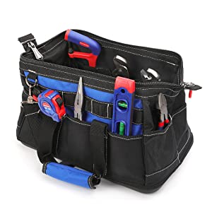 16-inch Wide Mouth Tool Bag with Water Proof Molded Base – WORKPRO Tools