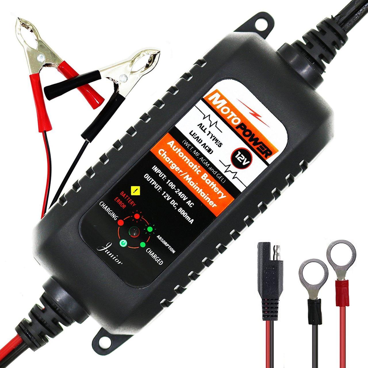 MOTOPOWER MP00205A 12V 800mA Fully Automatic Battery Charger / Maintainer  for Cars, Motorcycles, ATVs, RVs, Powersports, Boat and More.… | Voiture,  Chargeur, Bateau
