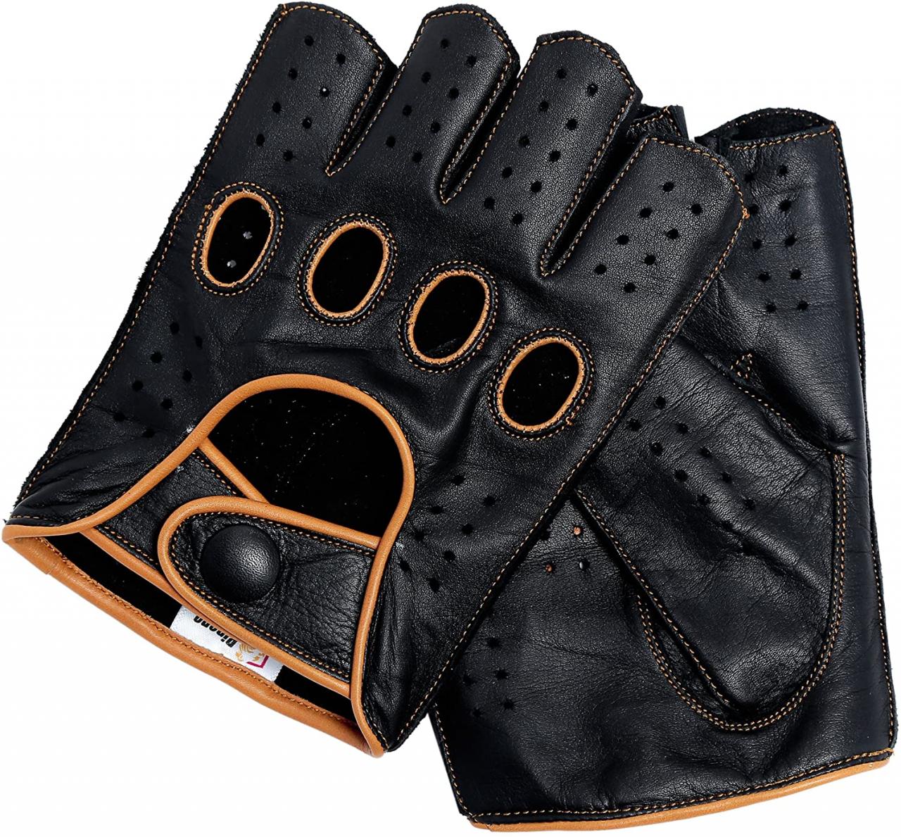 Riparo Mens Leather Reverse Stitched Fingerless Half-Finger Driving  Motorcycle Gloves : Amazon.co.uk: Automotive