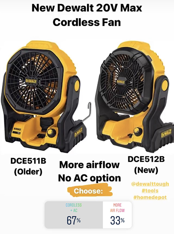 Dewalt Cordless Fan Poll: AC Power or Upgraded Motor?