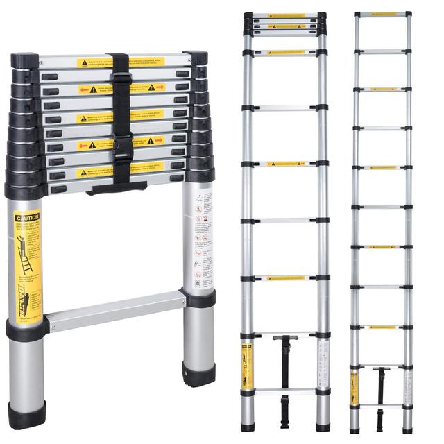 EN131 8.53ft (2.6m) telescopic ladder folding ladder aluminum ladder  multifunctional household thickening telescopic ladder|Ladders| - AliExpress