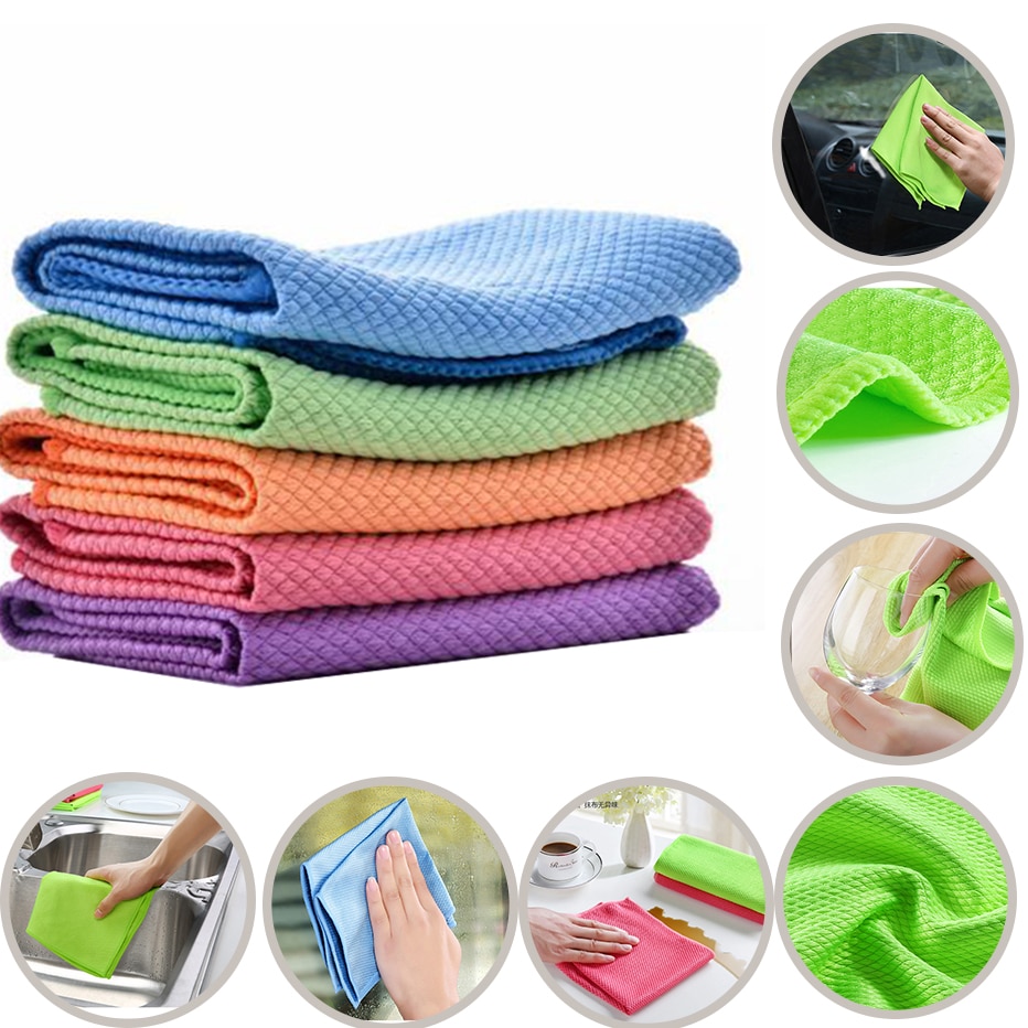 KHGDNOR Soft Microfiber Cleaning Towel Absorbable Glass Kitchen Cleaning  Cloth Wipes Table Window Car Dish Towel Rag|Cleaning Cloths| - AliExpress