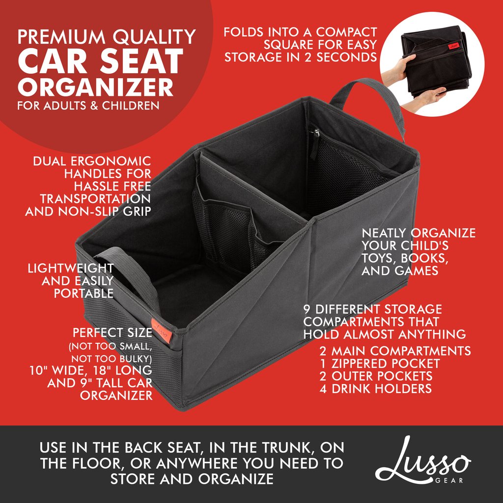 Lusso Gear Car Organizer for Front Seat or Car Seat - Ultra-Durable -  One-Size-Fits All