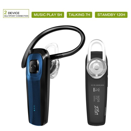 TOORUN M26 Bluetooth Headset V4.1 with Noise Cancelling Mic - Blue