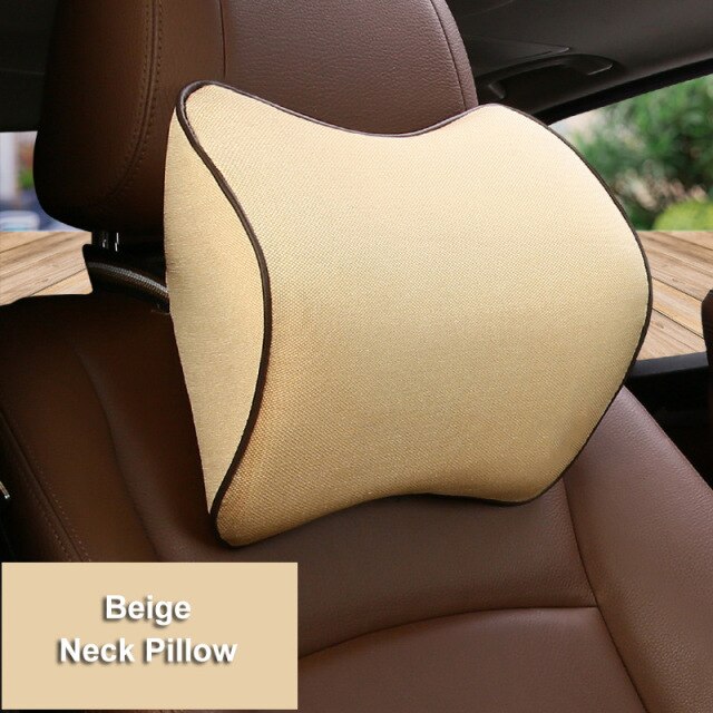 TravelMate Memory Foam Car Auto Headrest Neck and Lumbar Support Back Pillow  For Driving Car Seat Washable Cover Accessories|Seat Supports| - AliExpress