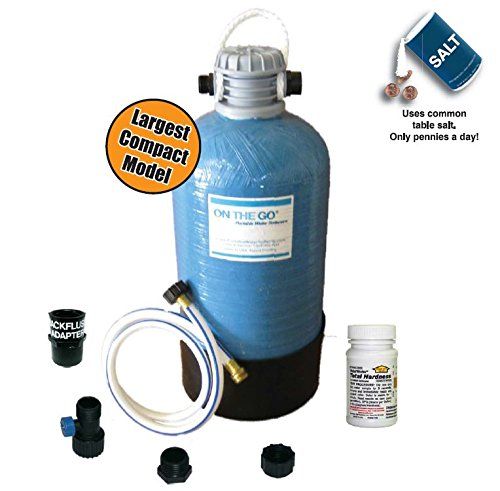 On The Go OTG4-DBLSOFT-Portable 16,000 Grain Water Softener. It simply  regenerates with 2 boxes of common table s… | Water softener, Rv water, Water  softener system