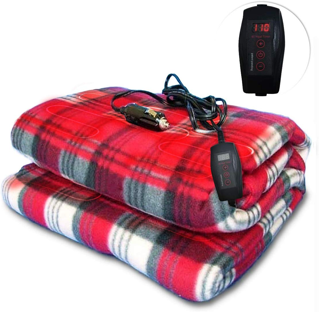 Car Cozy 12-Volt Heated Travel Blanket with patented safety timer - YouTube