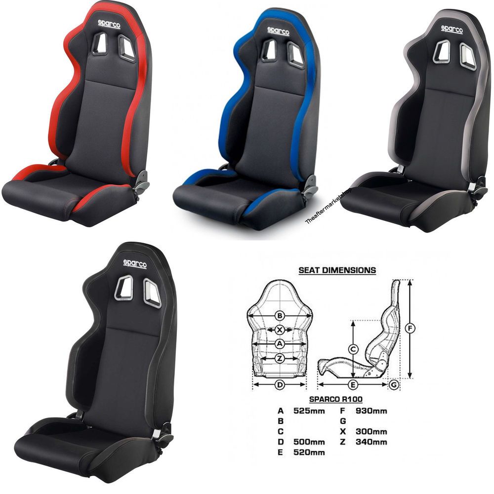 SPARCO R100 RACING SEAT STREET BLACK BLACK/GREY / BLACK/RED / BLACK/BLUE |  Racing seats, Honda civic hatchback, Black and red