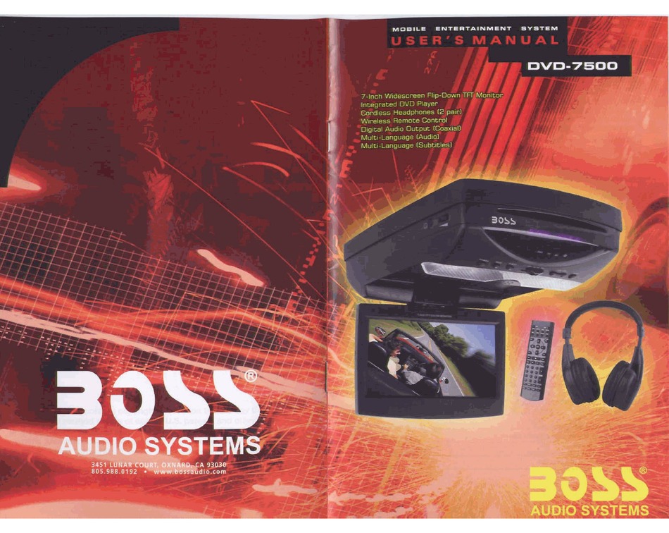 BOSS AUDIO SYSTEMS DVD-7500 USER MANUAL Pdf Download | ManualsLib