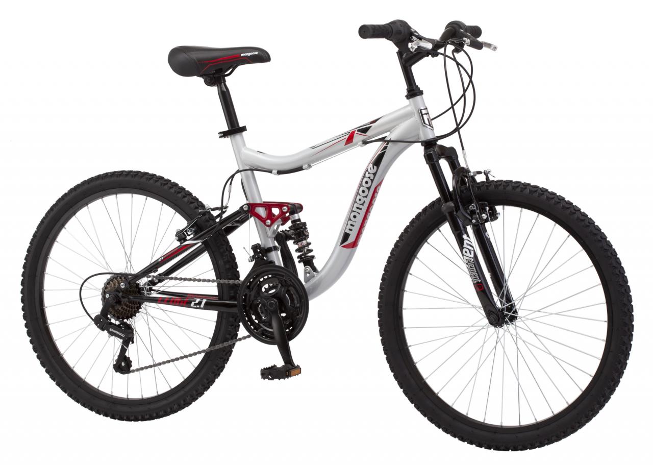 24 Mongoose Ledge 2.1 Boys Mountain Bike, Silver/Red for Sale in Irving, TX  - OfferUp