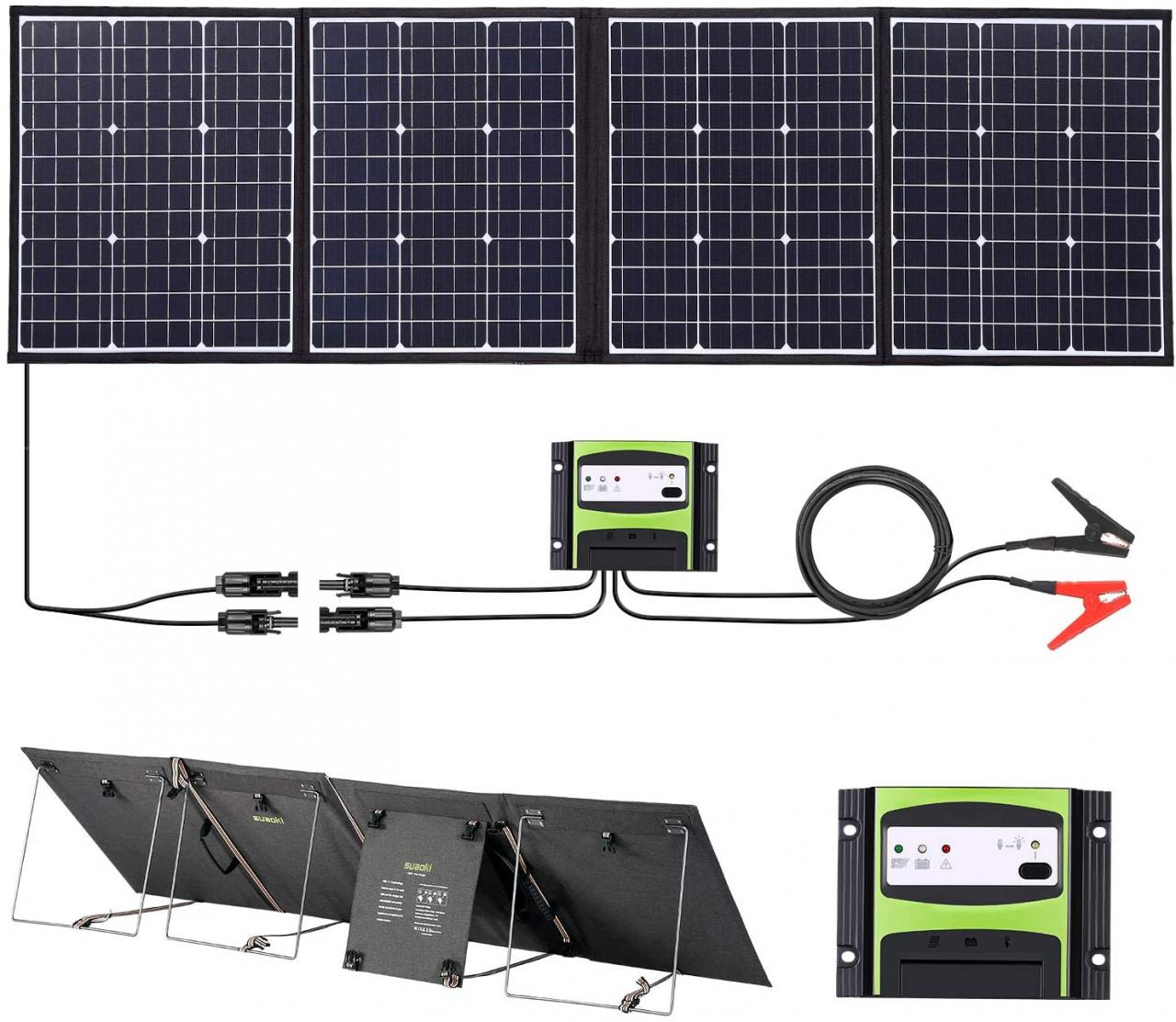 Buy SUAOKI Solar Charger 160W Solar Panel Kit Compatible with SUAOKI  S270/G500/PS5B/S200 Power Station Generator and ROCKPALS 300W Portable  Generator, Solar Car Battery Charger for Motorcycle RV Boat Online in  Ukraine. B07TKB766Z