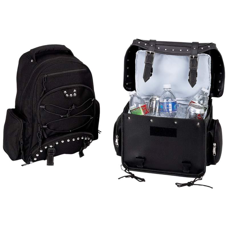 Diamond Plate Heavy-Duty PVC Motorcycle Cooler Bag And Backpack