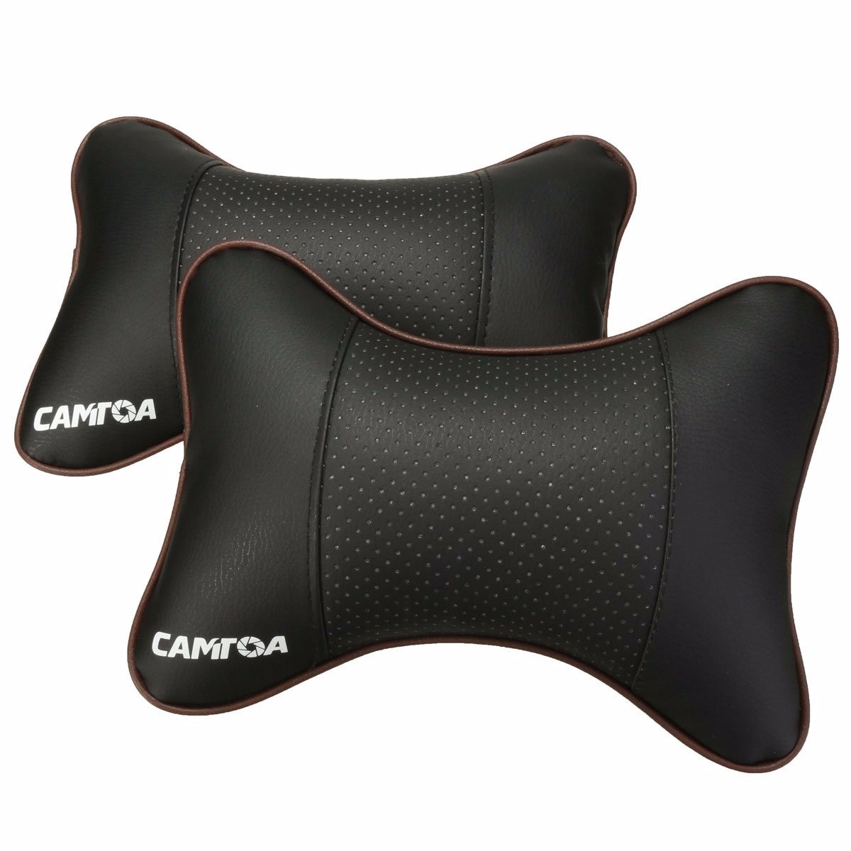 CAMTOA 2PCS Car Neck Pillow (Soft Version) Lovely Breathe Car Auto Head Neck  Rest Cushion Headrest Pillow Pad (Black)