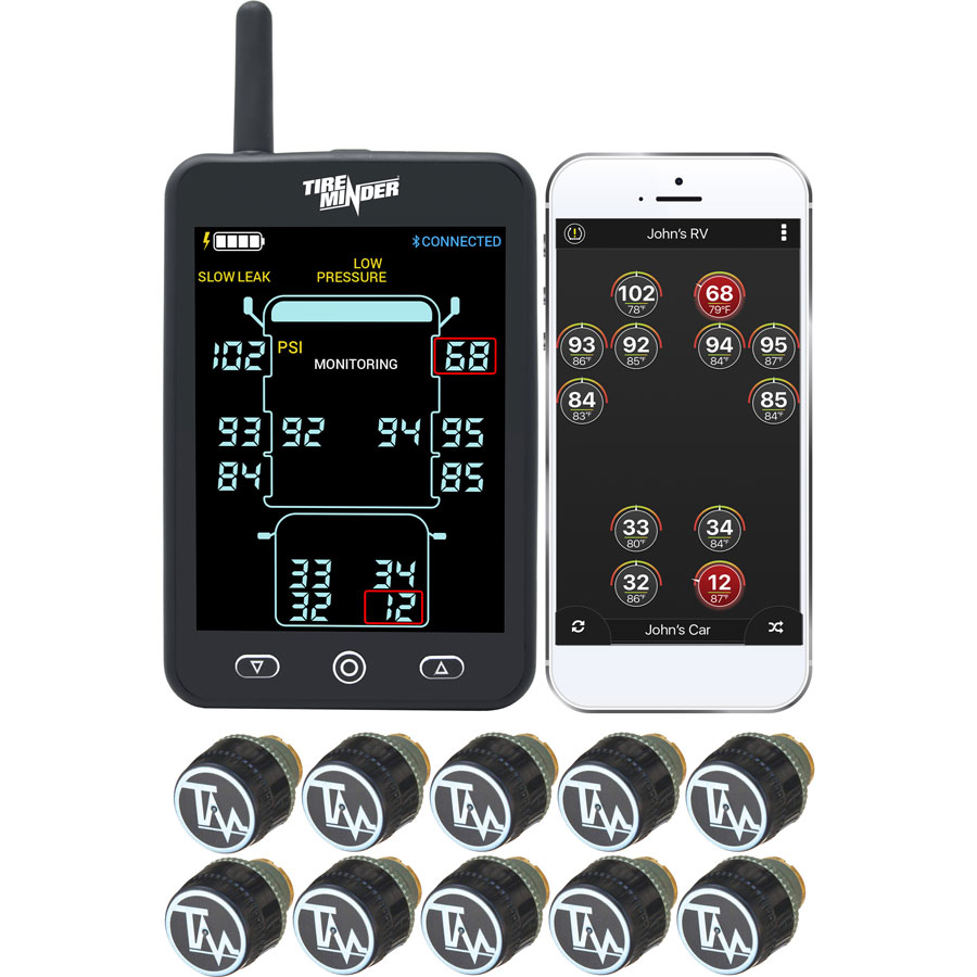 Minder TM-A1A-10 TireMinder A1A Tire Pressure Monitoring System Kit – 10  Transmitters – RV
